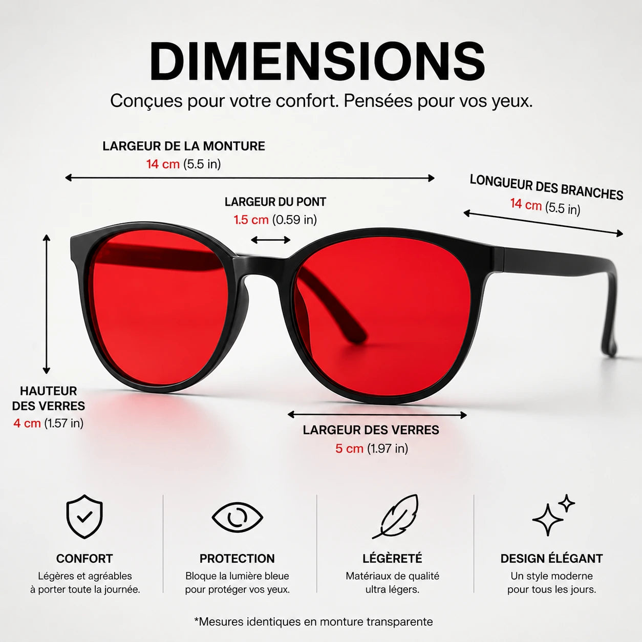 NightFlow™ Lunettes anti-lumière bleue unisexes à verres rouges