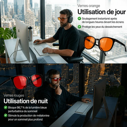NightFlow™ Lunettes anti-lumière bleue unisexes à verres rouges