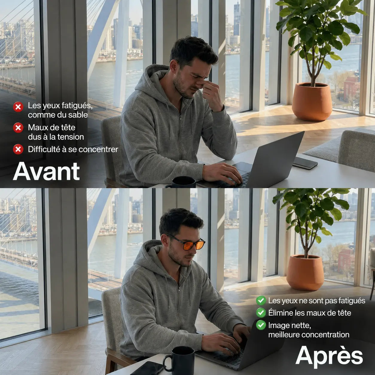 NightFlow™ Lunettes anti-lumière bleue unisexes à verres rouges