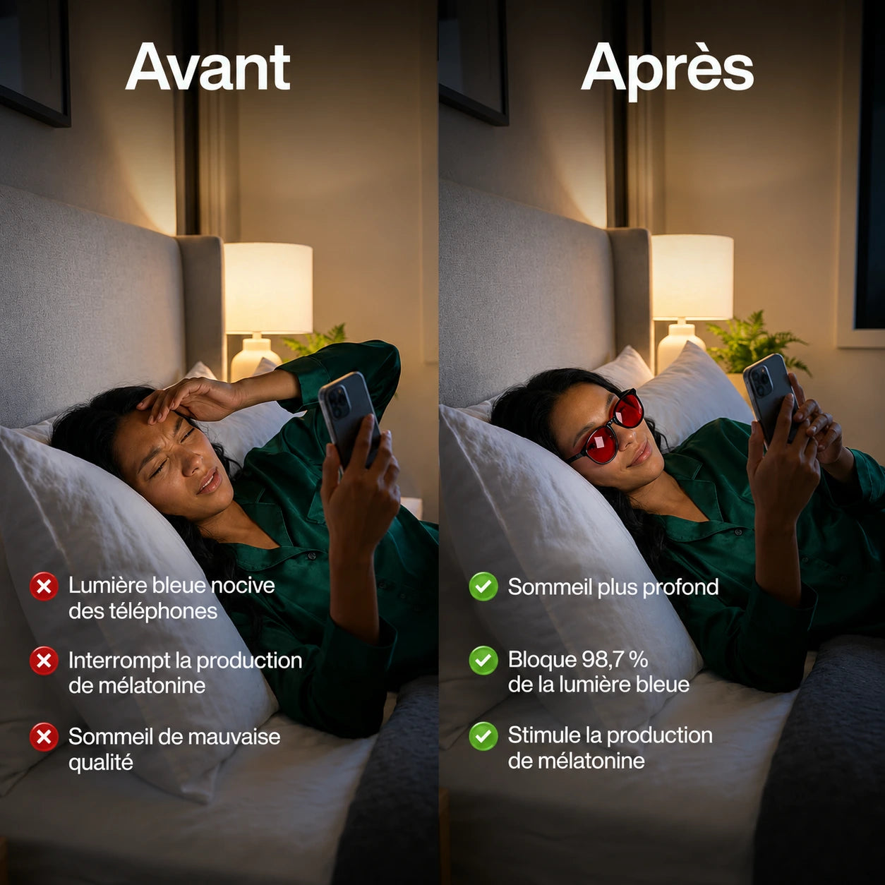 NightFlow™ Lunettes anti-lumière bleue unisexes à verres rouges